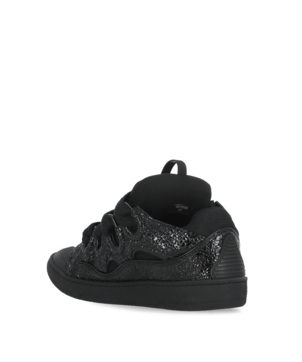 Lanvin Curb Grain Lace-up Sneakers In Black