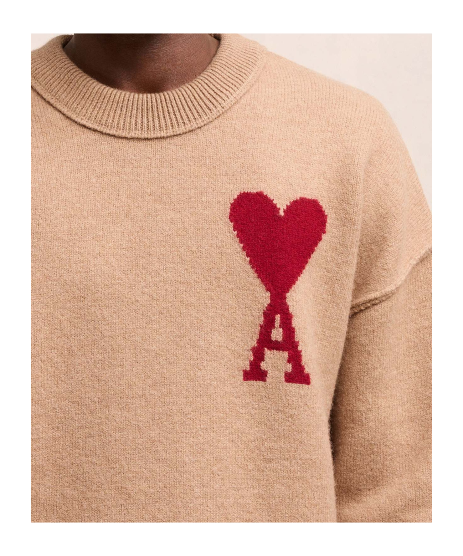 Ami Alexandre Mattiussi Ami De Coeur Wool Sweater In Nude