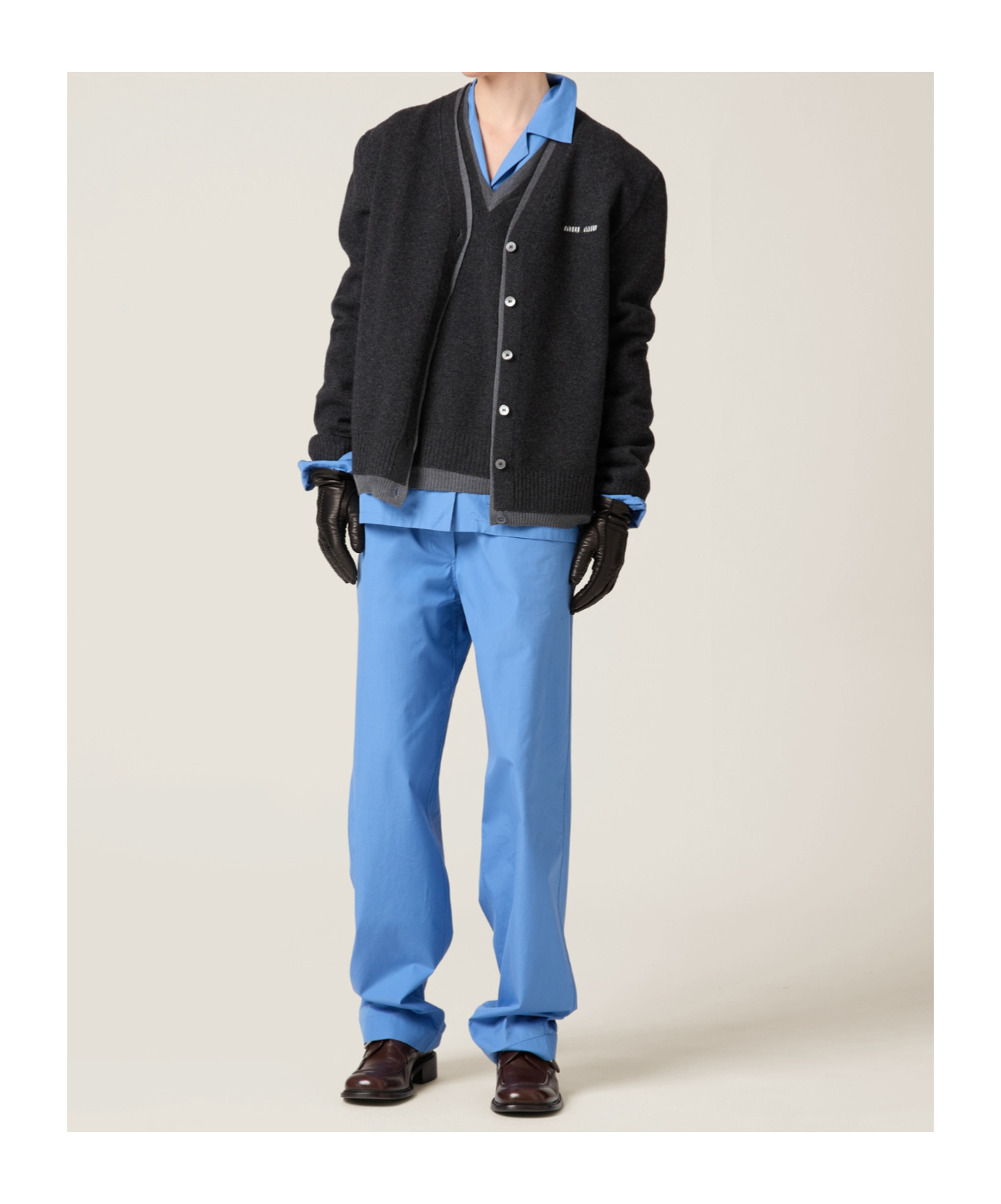 Miu Miu Silk Cashmere Cardigan Sweater In Black