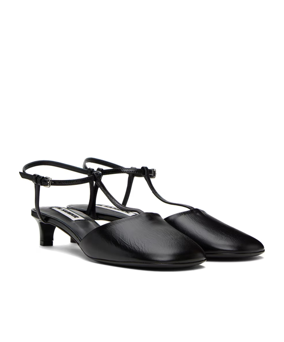 Jil Sander Women's 35mm Leather T-strap Sandals In Black