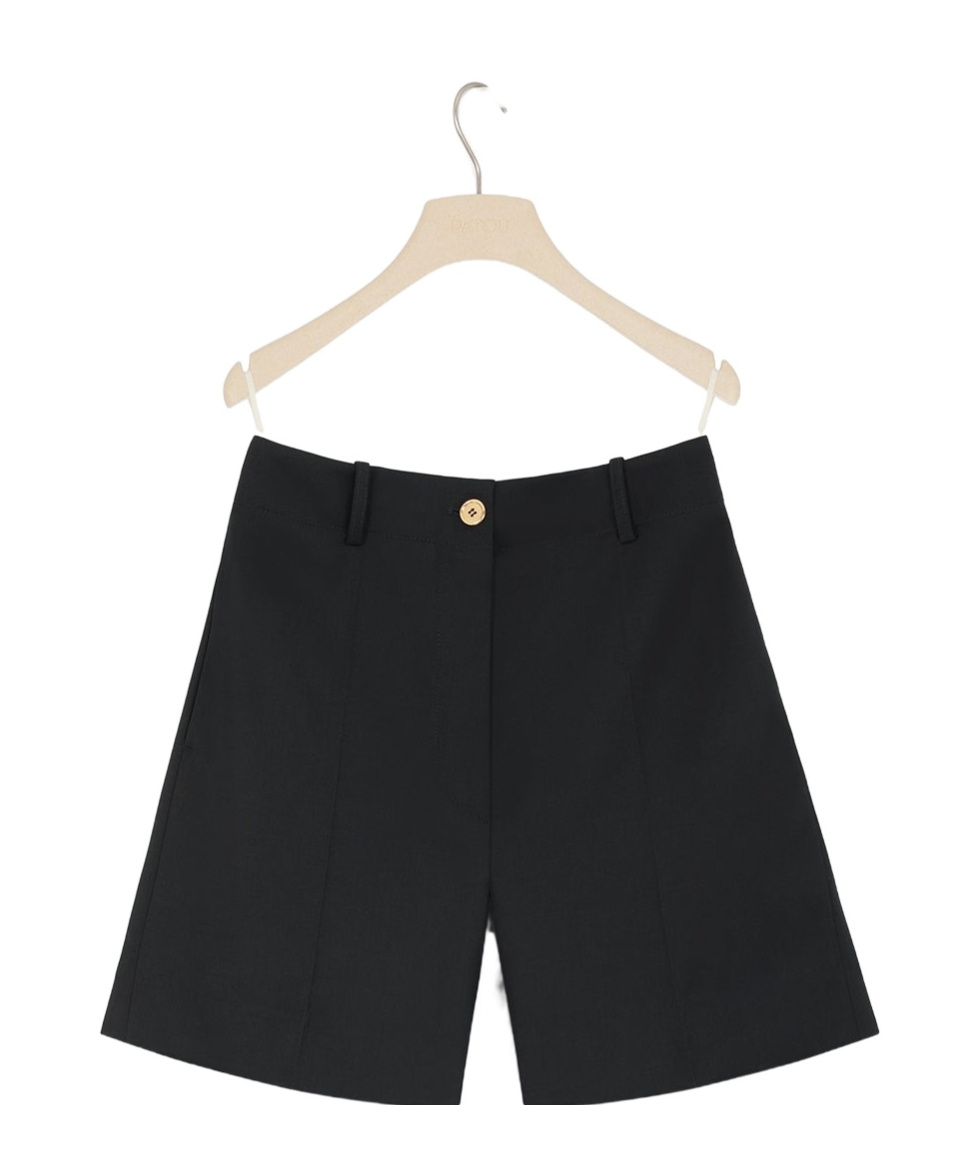 Patou Pressed-crease High-waist Tailored Shorts In Black