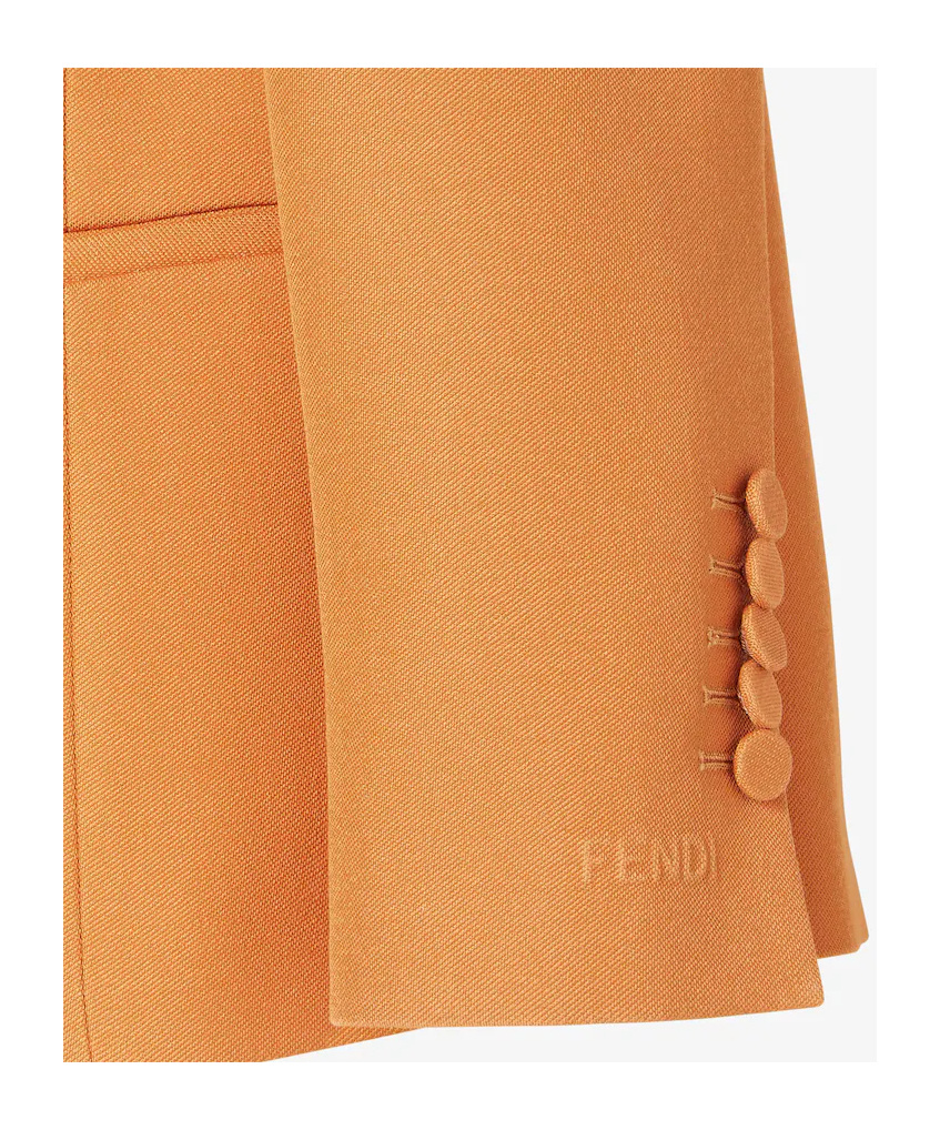 Fendi Orange Grain De Poudre Wool Jacket In Orange