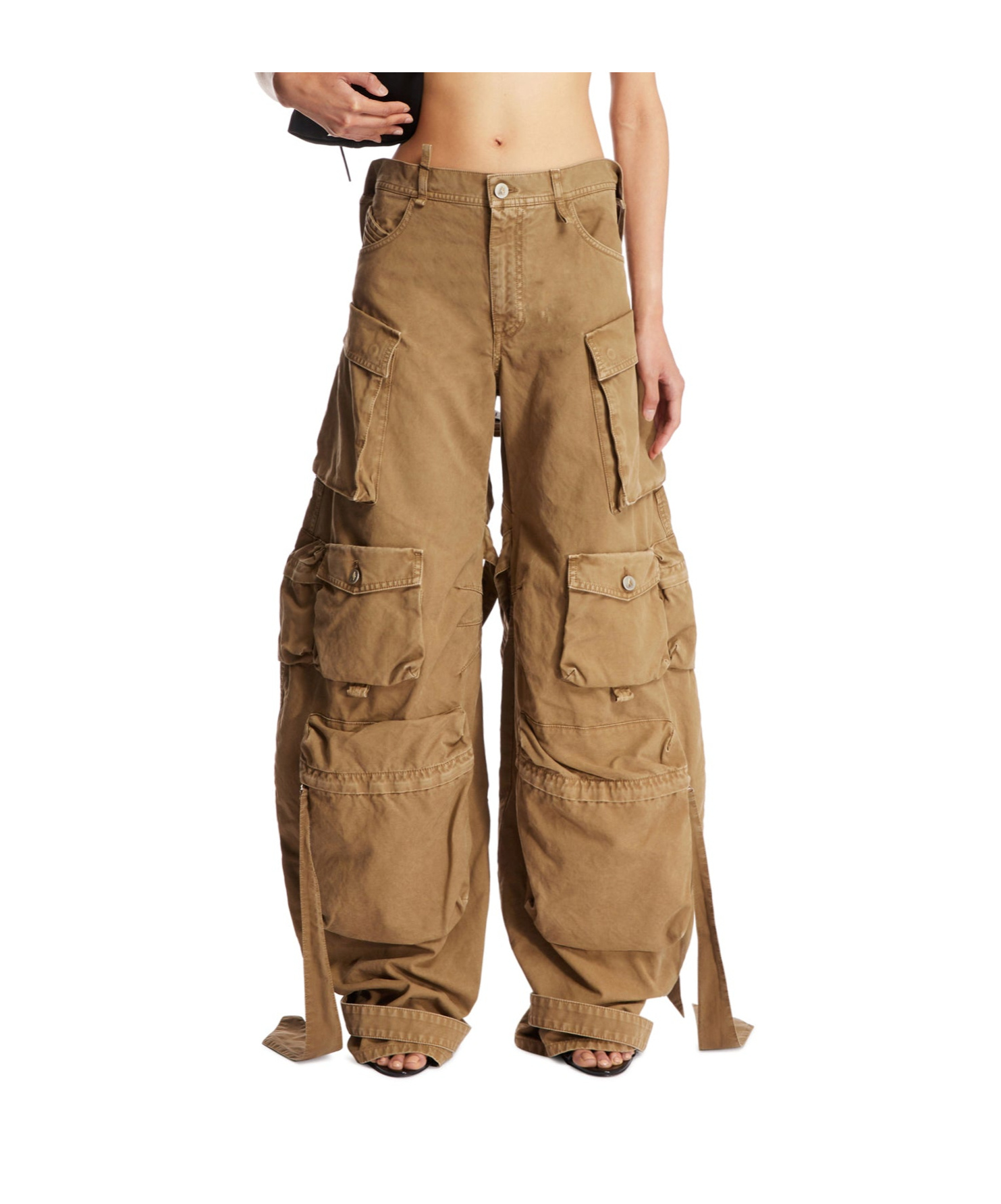 Shop Attico The Cut Out Detailed Long Pants In Brown