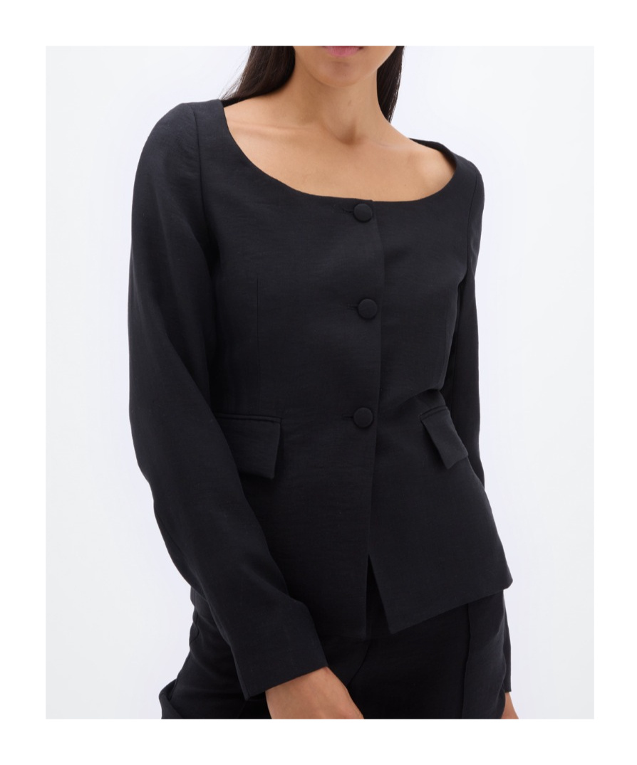 Remain Birger Christensen Remain By Birger Christensen Open Neck Fitted Woven Jacket