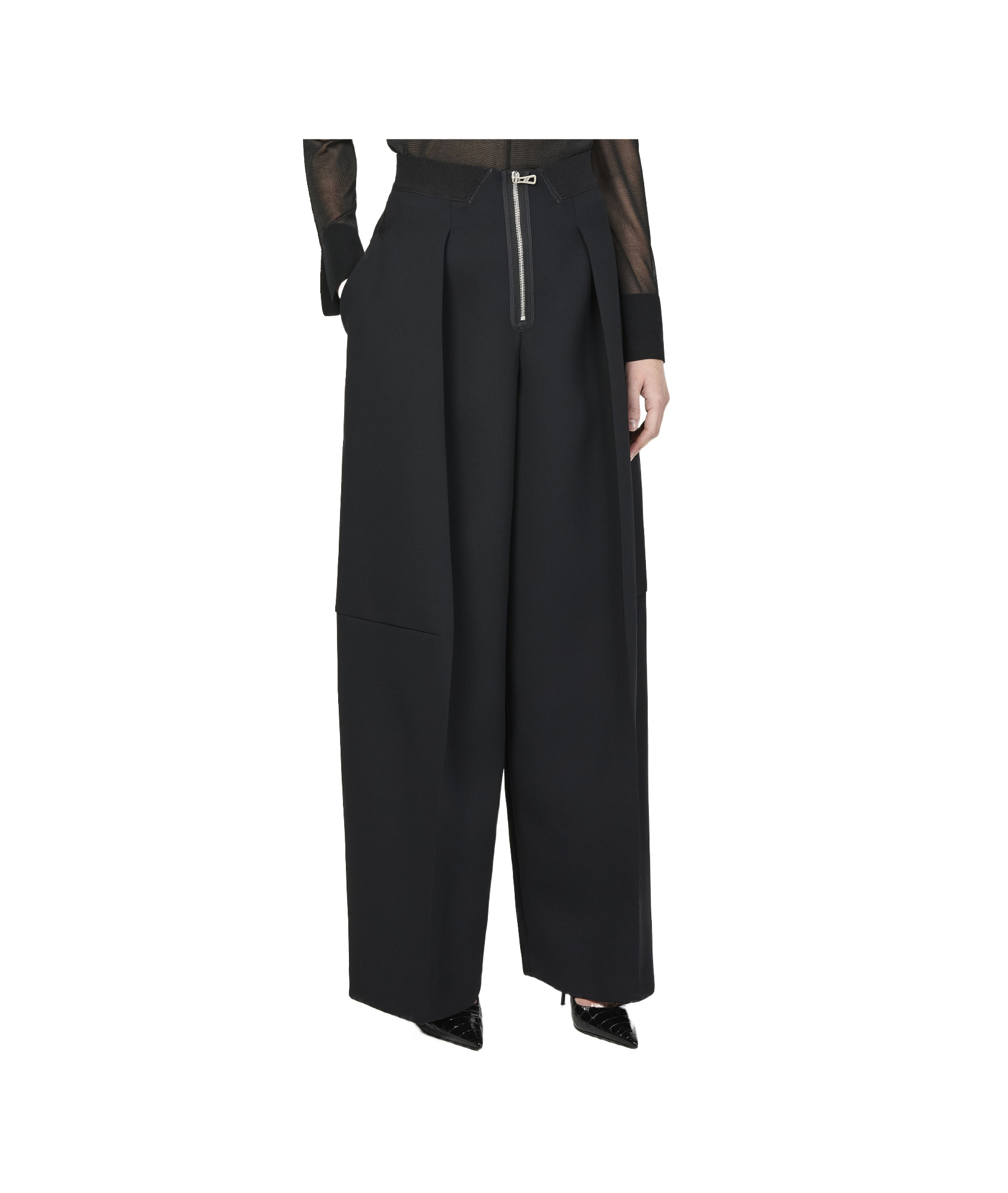 Jean Paul Gaultier Pleated Wide-leg Track Pants In Black
