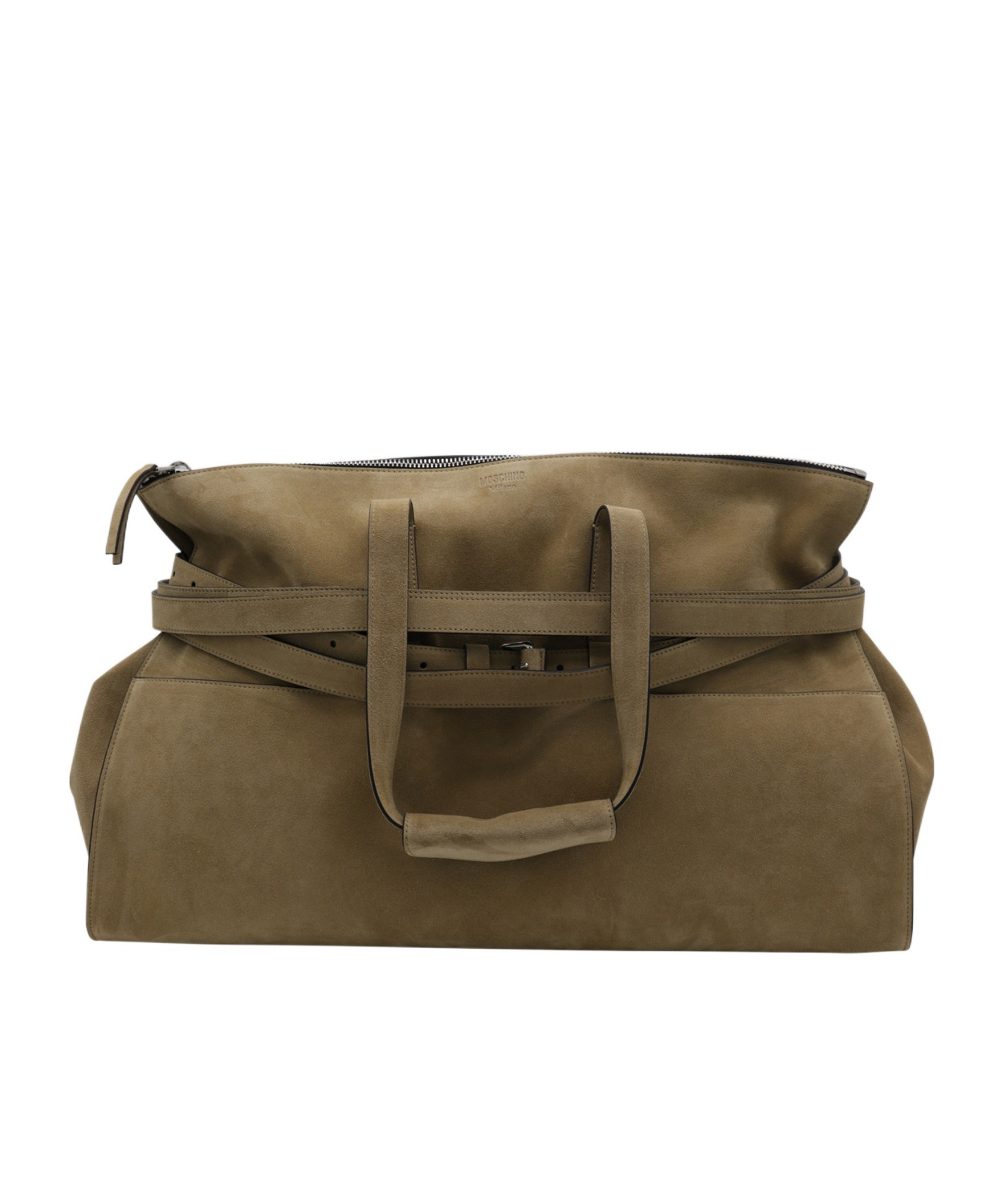 Moschino Beige Leather Bag In Green