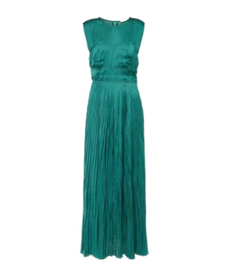 Ulla Johnson Delia Pleated Satin Gown In Green