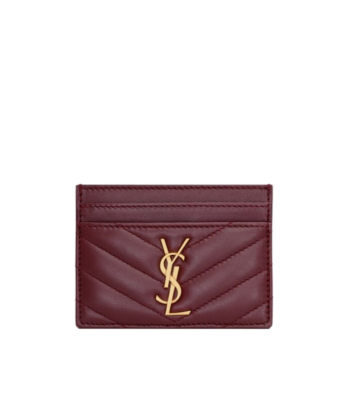 Saint Laurent Cassandre Card Case In Lambskin In Red