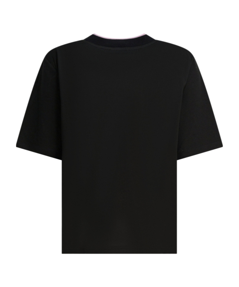 Pucci Cotton And Silk Crewneck T-shirt With Print T-shirts Black In Black