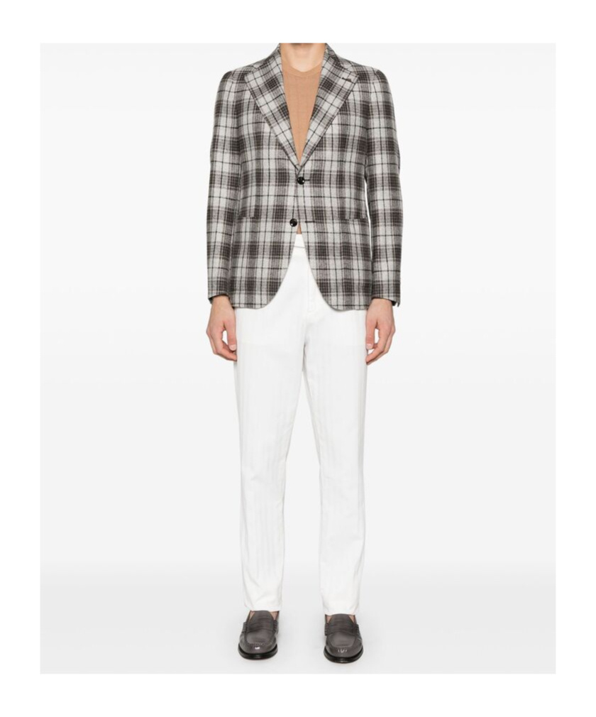 Tagliatore Checked Suit Coat In Gray