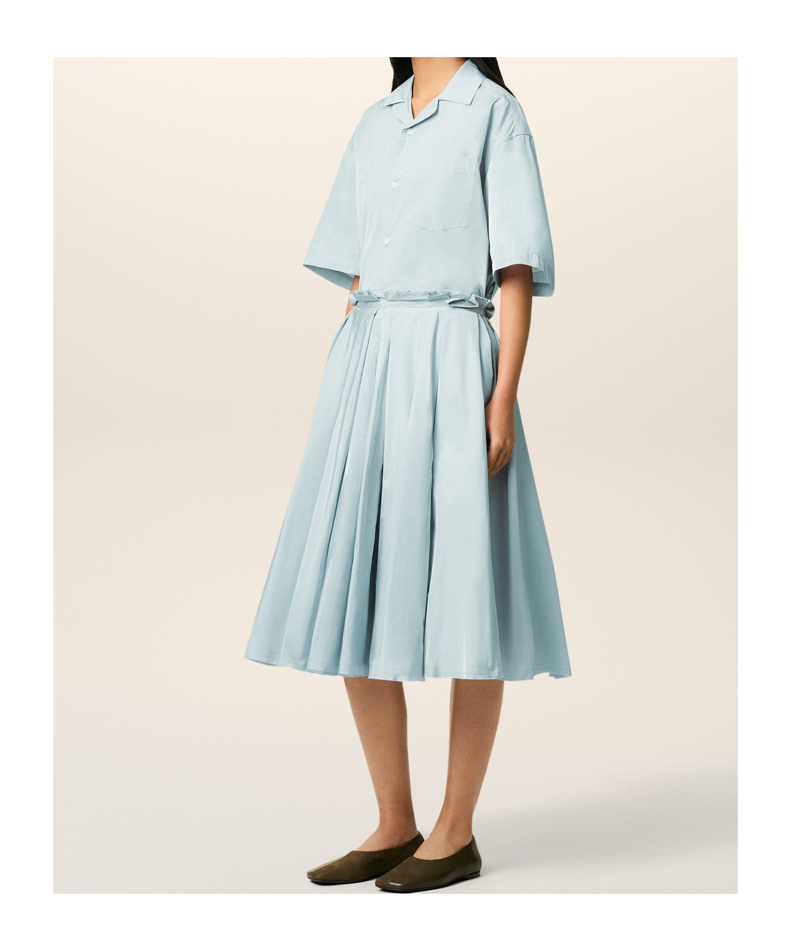 Ami Alexandre Mattiussi Blue Taffetas Midi Corolla Skirt Blue In Blue