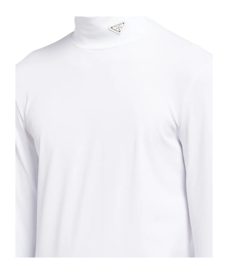 Prada Logo-plaque High-neck T-shirt In White