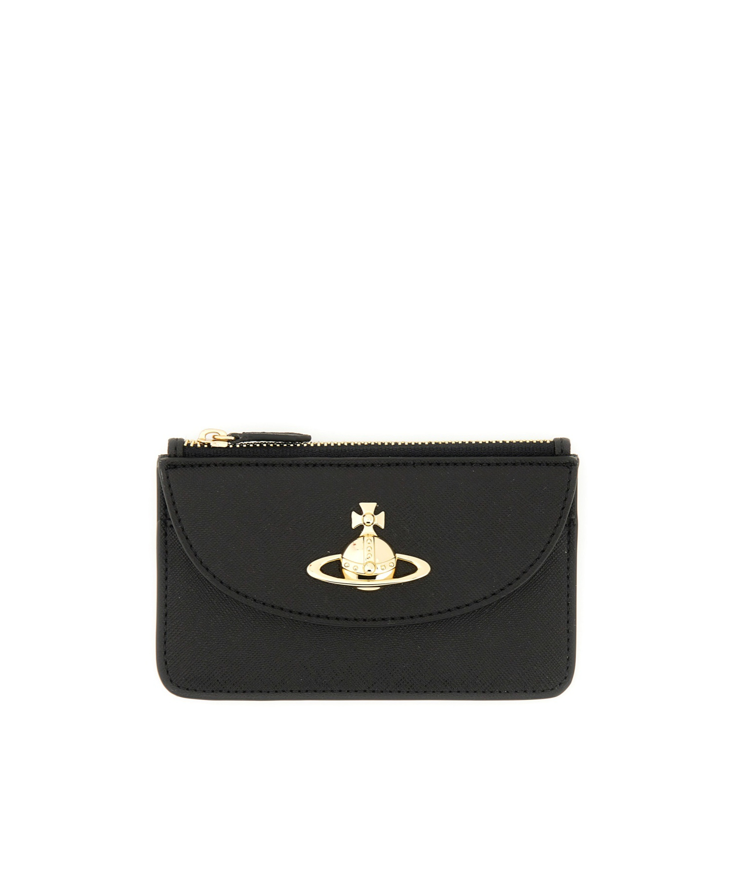 Vivienne Westwood Orb Plaque Zipped Card Holder In Black