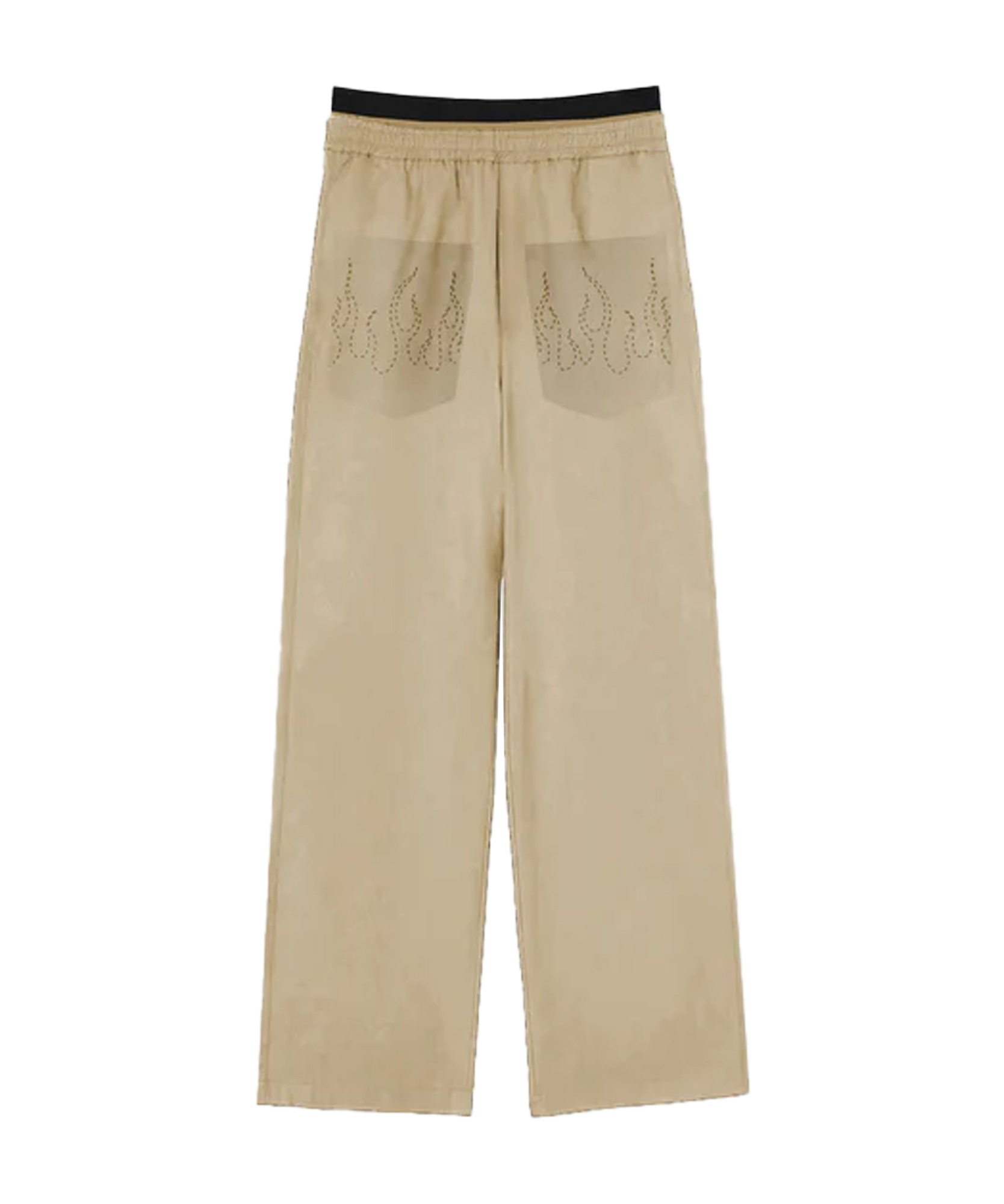 Vision Of Super Pantalone Beige Con Fiamme Ricamate