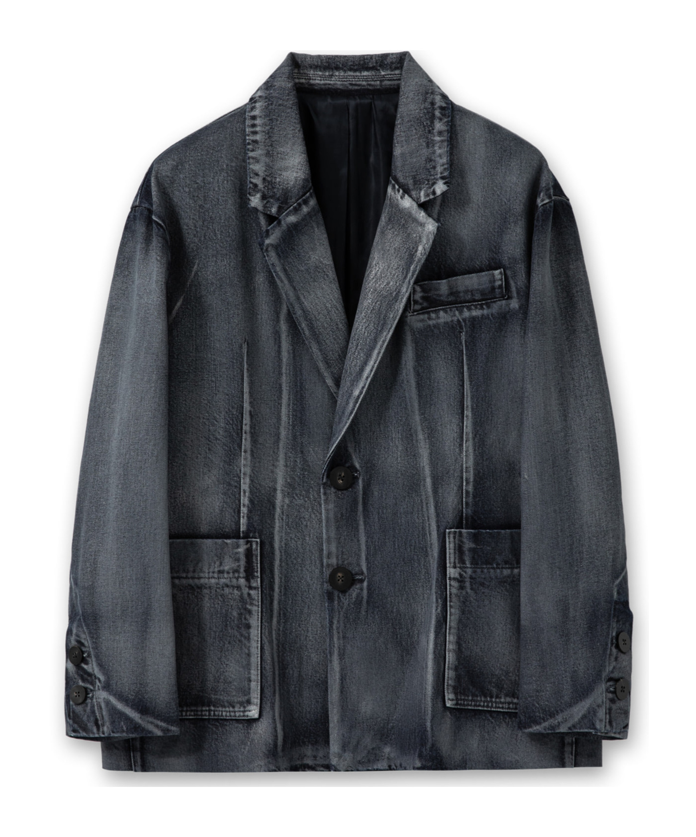 Wooyoungmi Single-breasted Denim Coat In Black