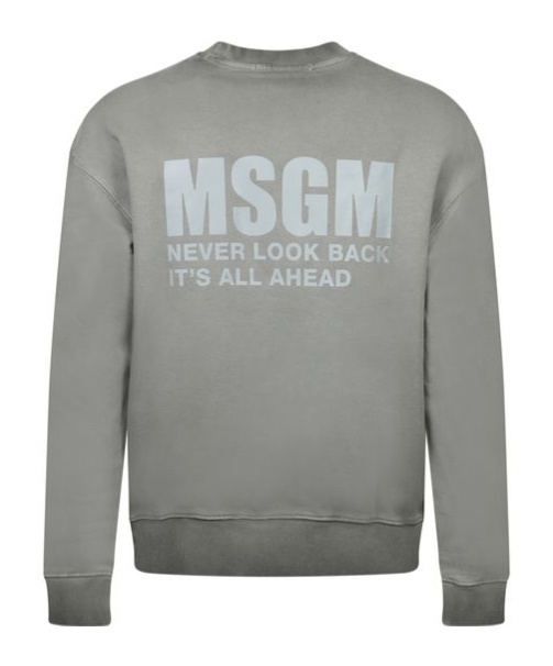 Msgm Light Grey Crewneck Sweatshirt In Gray