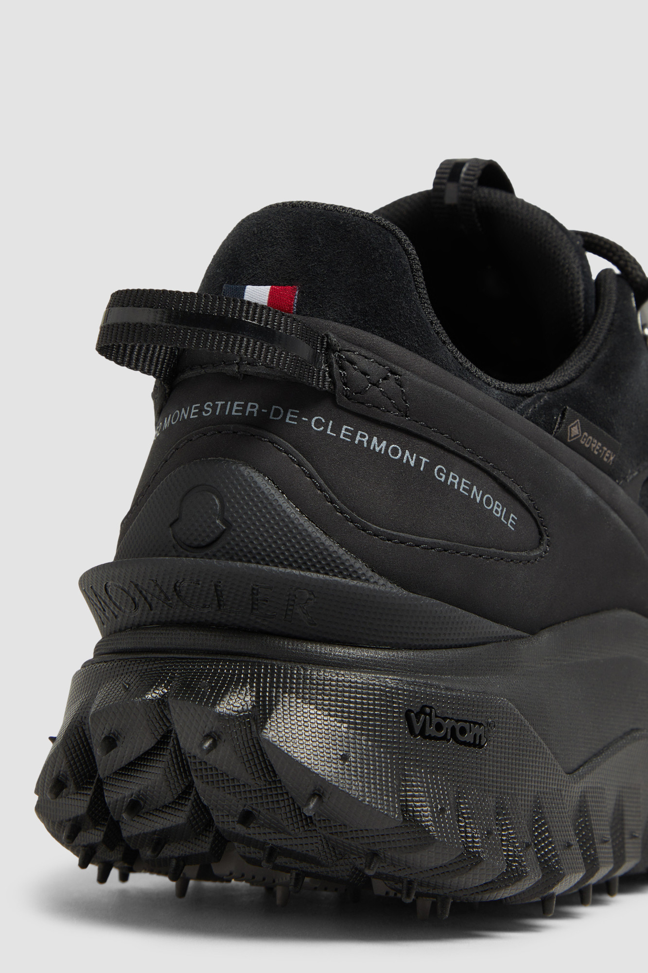 Moncler Trailgrip Apex Leather And Suede Sneakers In Black