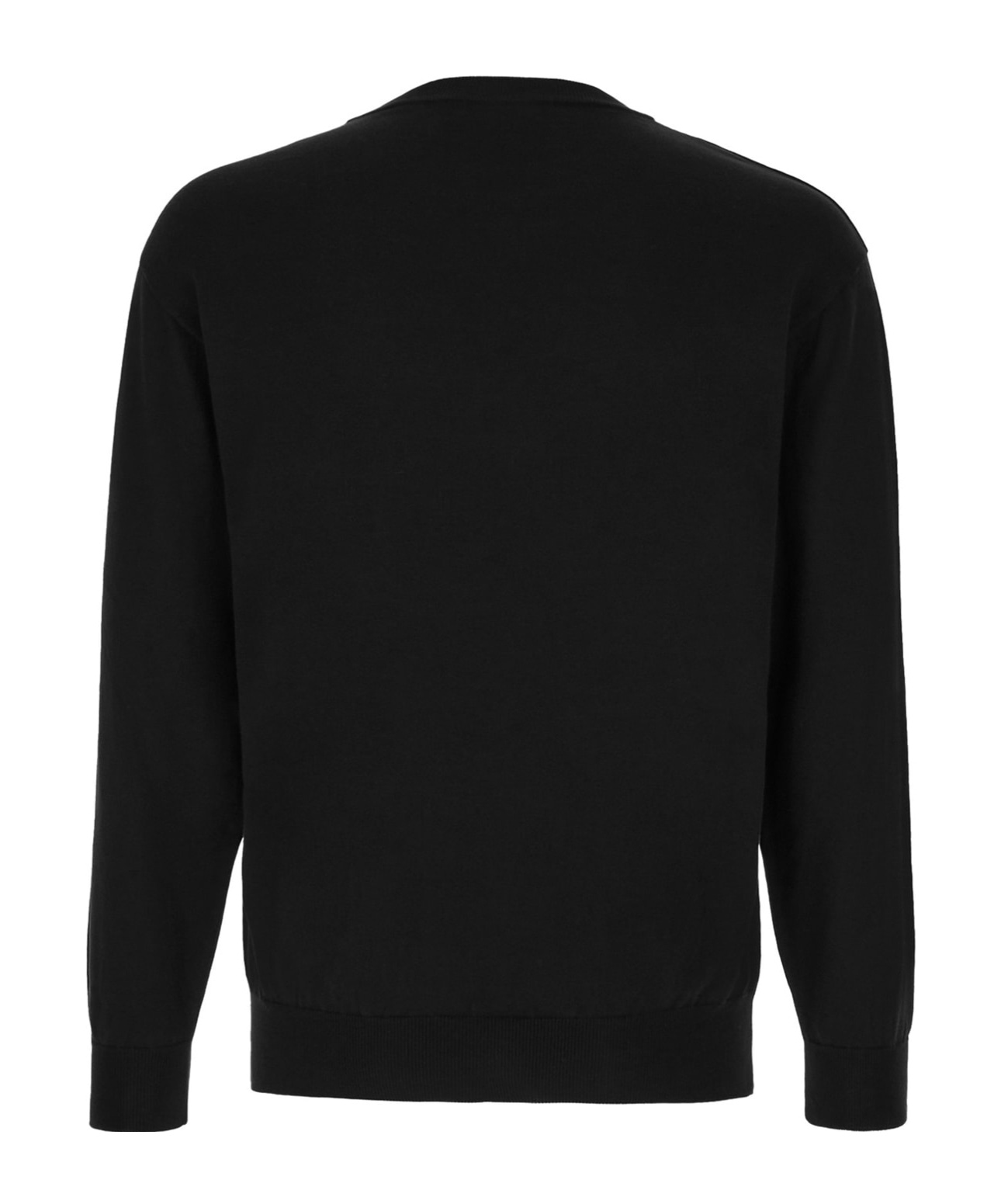 Moschino Crewneck Sweater With Logo In Wool Blend In Black