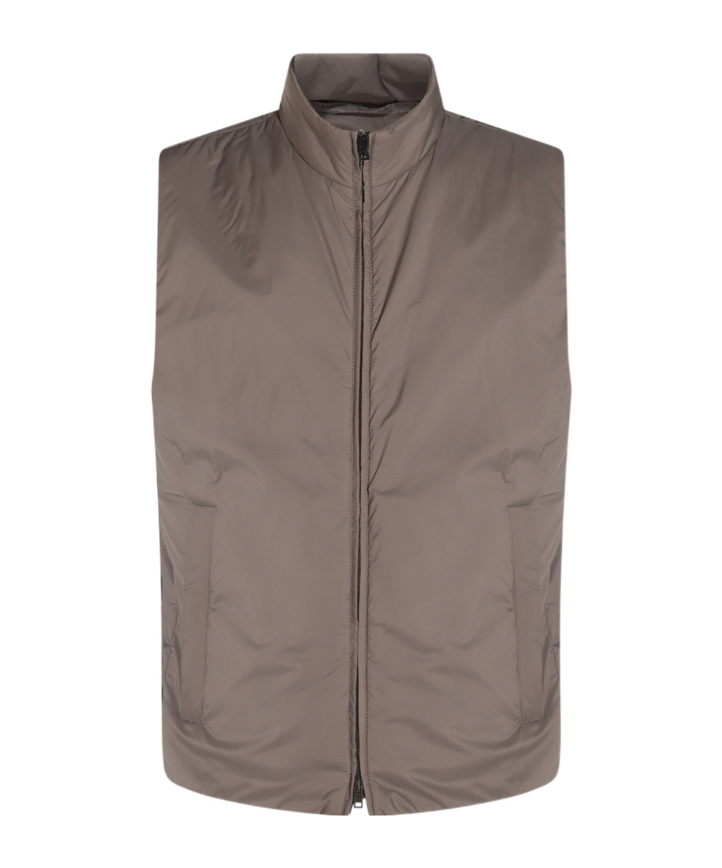 Herno Padded Vests With High Collar And Pockets In Gray