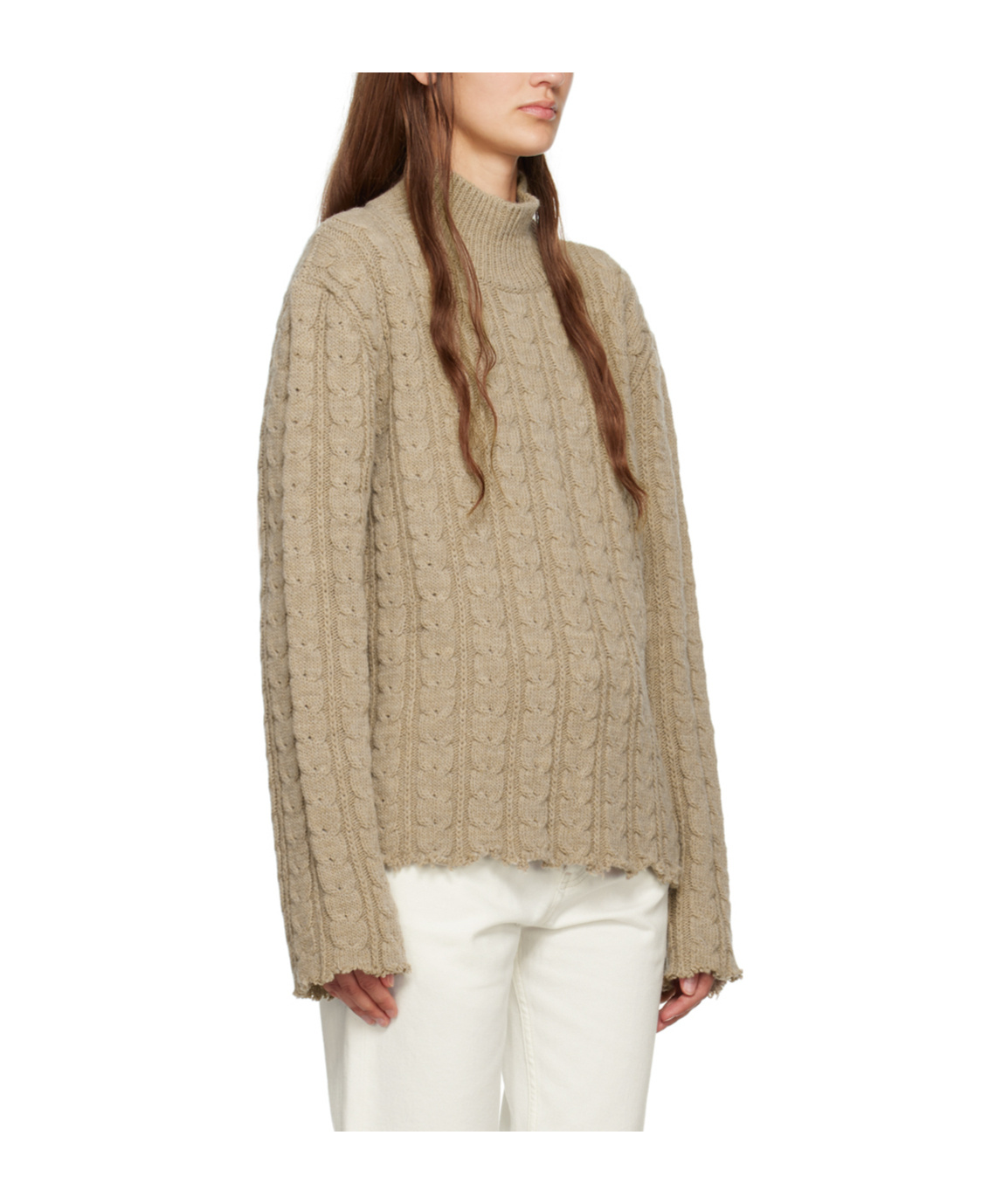 Shop Mm6 Maison Margiela Make An Old High-necked Sweater In Nude