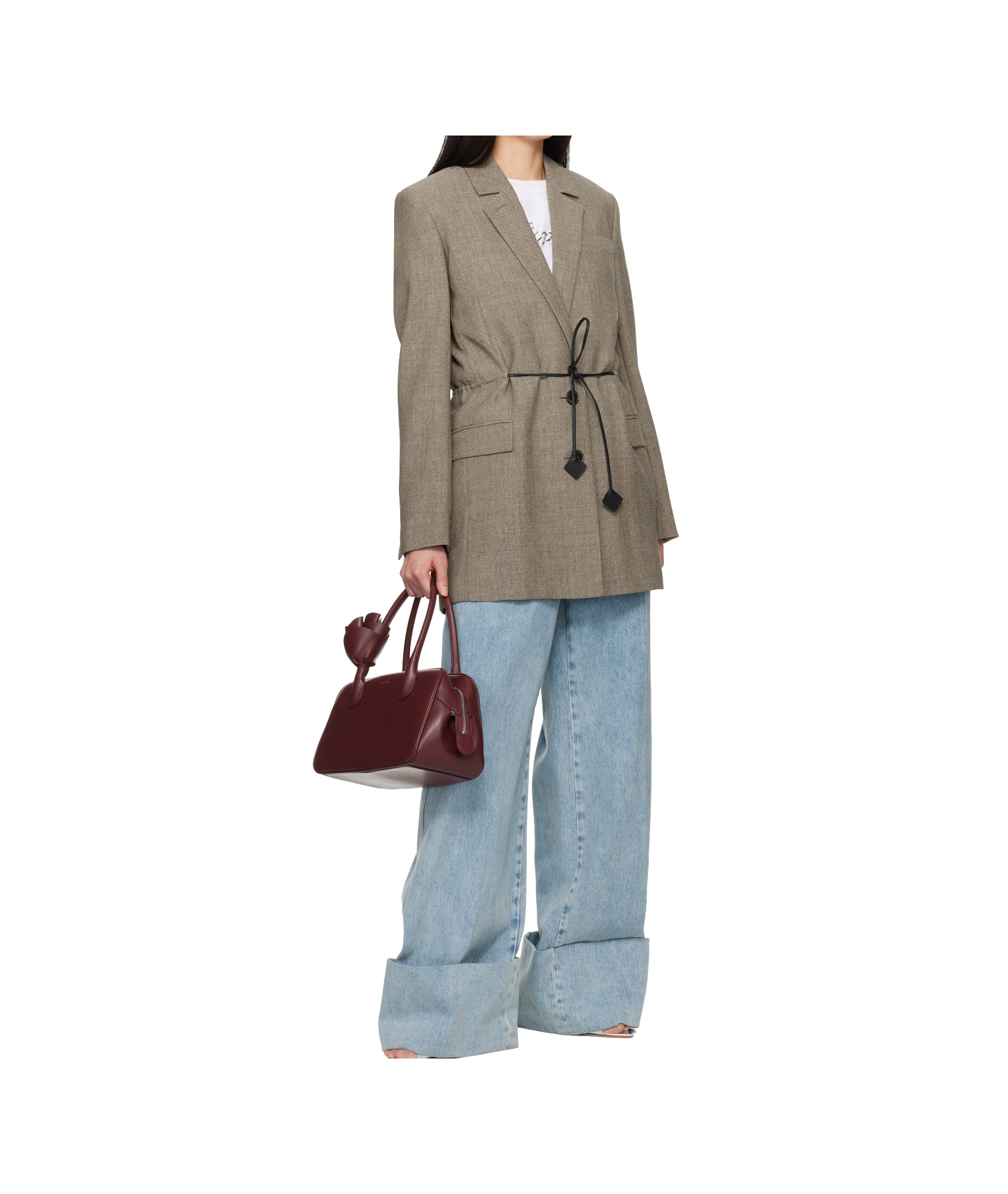 Lanvin Belted Wool Blazer In Green
