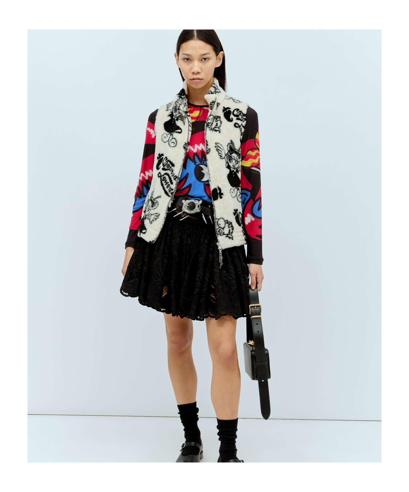 Chopova Lowena Cartoon-print Gilet In Black