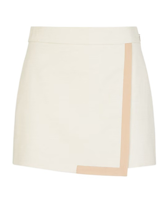 Fendi High-waist Satin Trim Mini Skirt In Nude