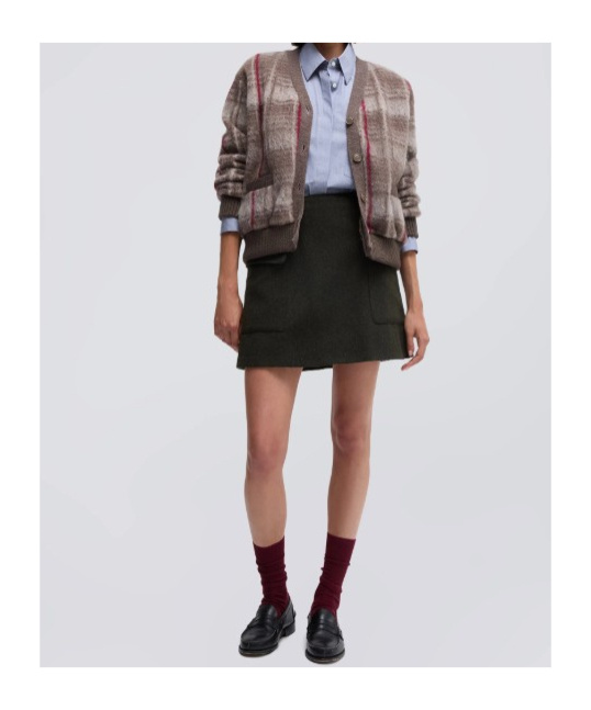 Aspesi V-neck Checked Sweater In Brown