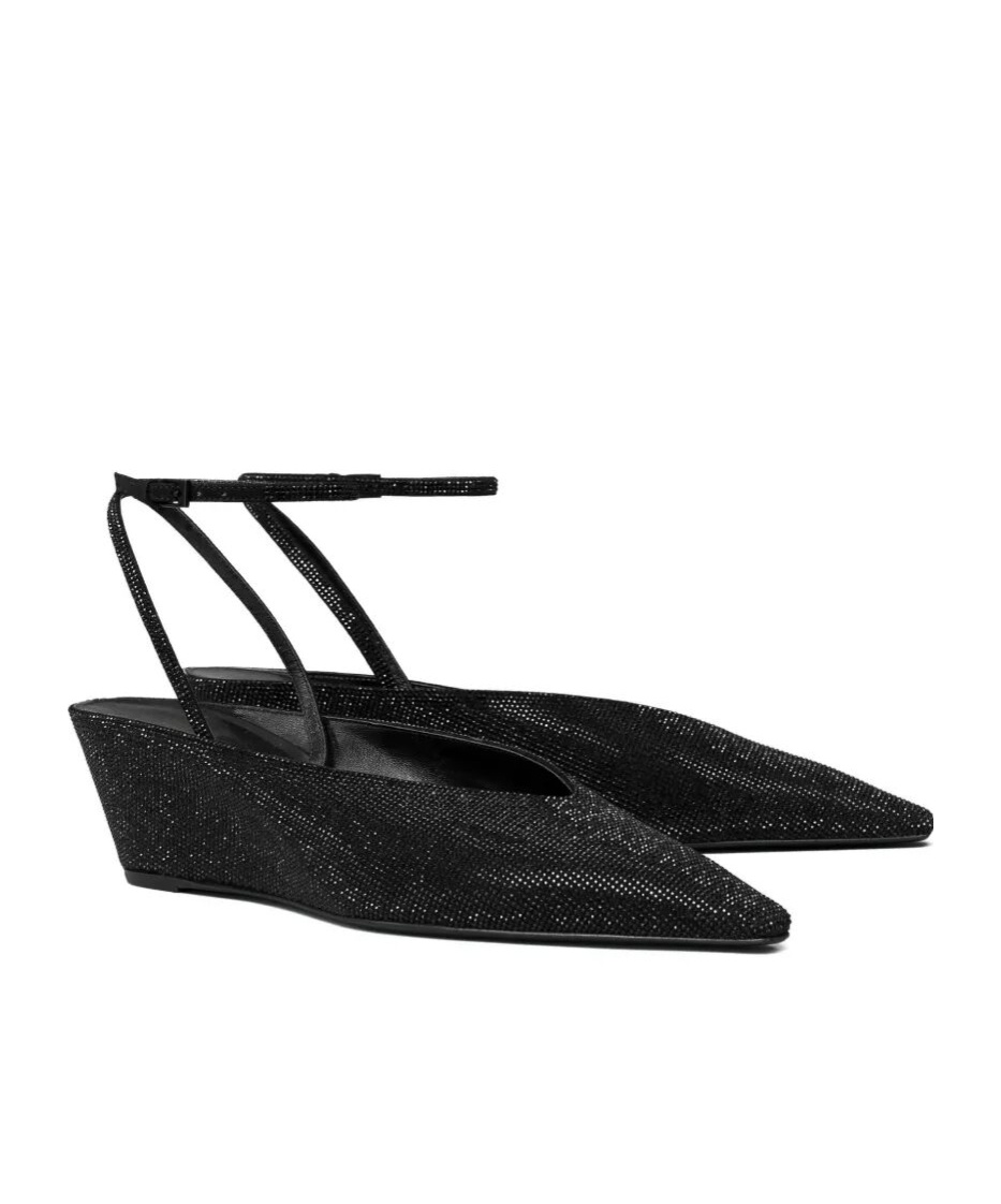 Tory Burch Glitter Pointed Toe Wedge Sandals In Multi