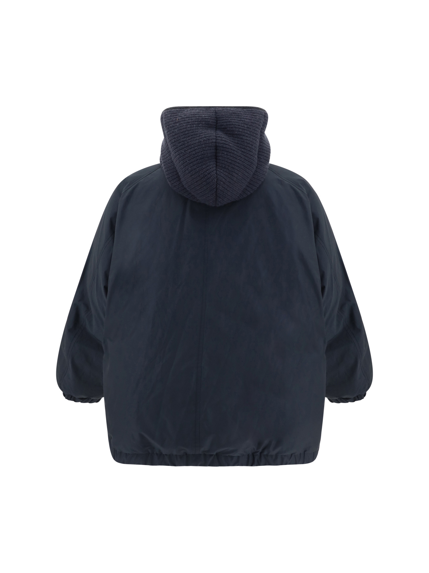 Brunello Cucinelli Puffer Jackets With Hood And Pockets In Blue