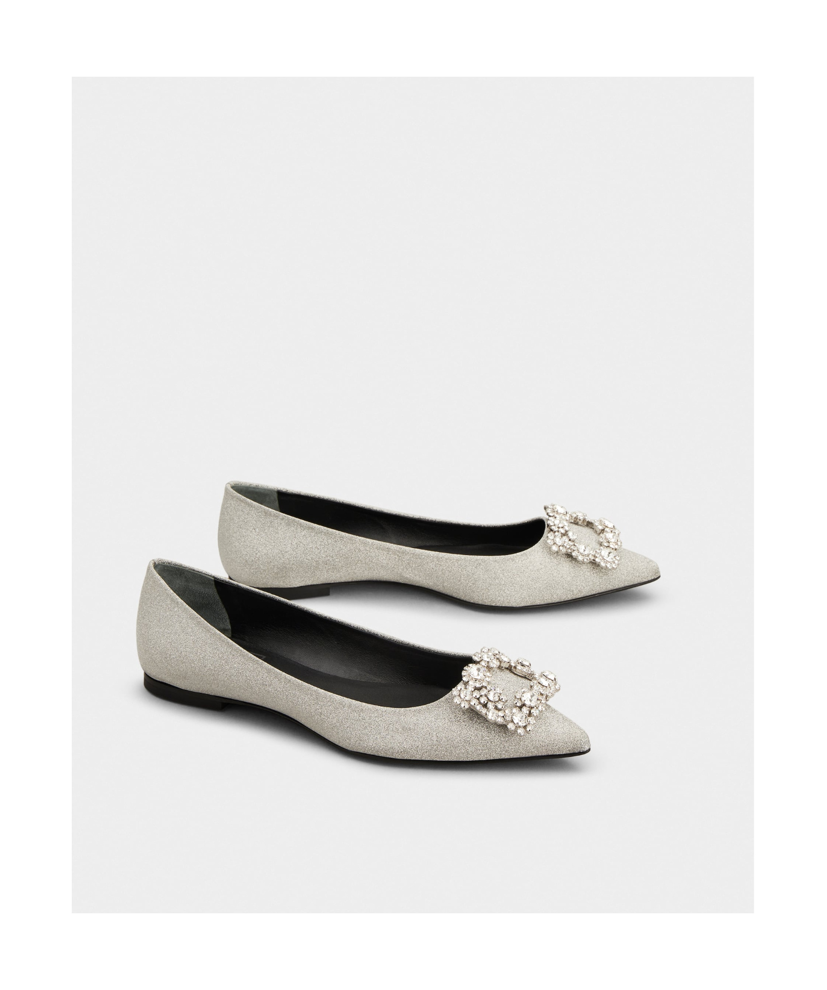 Roger Vivier Logo Ballet Shoes In Silver