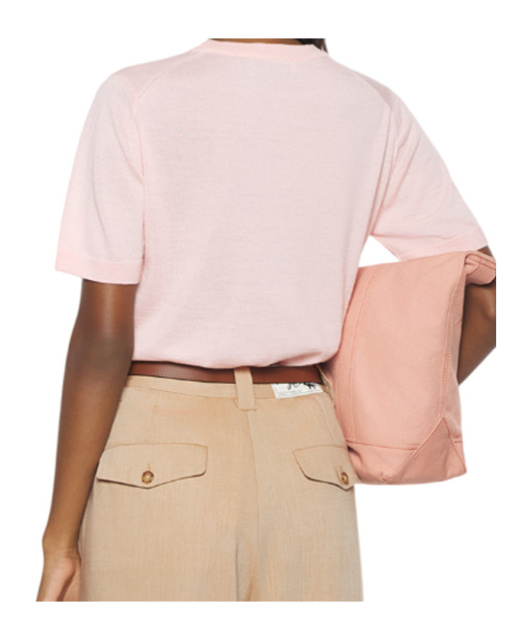 Maison Kitsuné Regular Short Sleeve Sweater With Fox Baby Patch In Pink