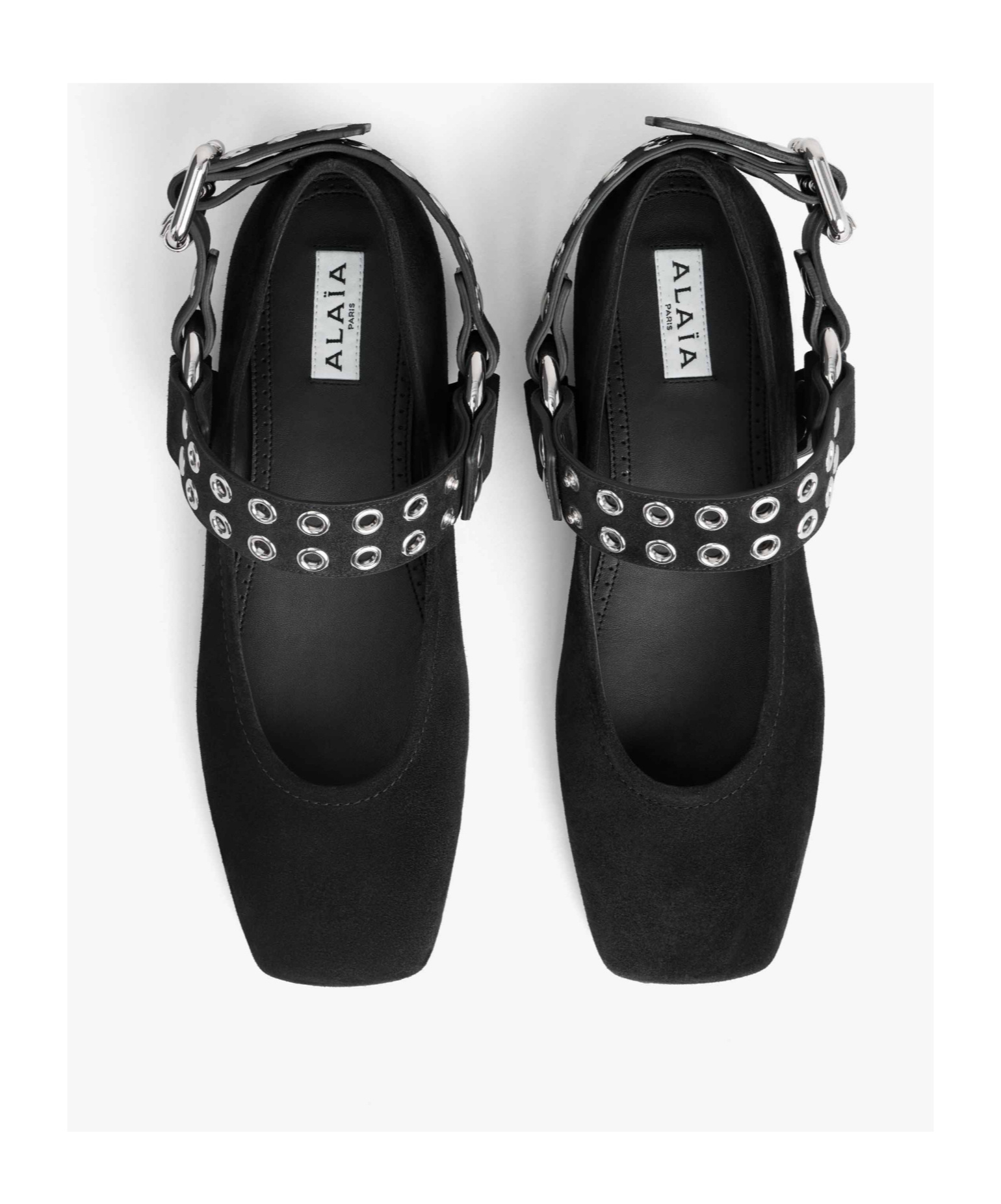 ALAÏA BIKER BALLET FLATS IN SUEDE