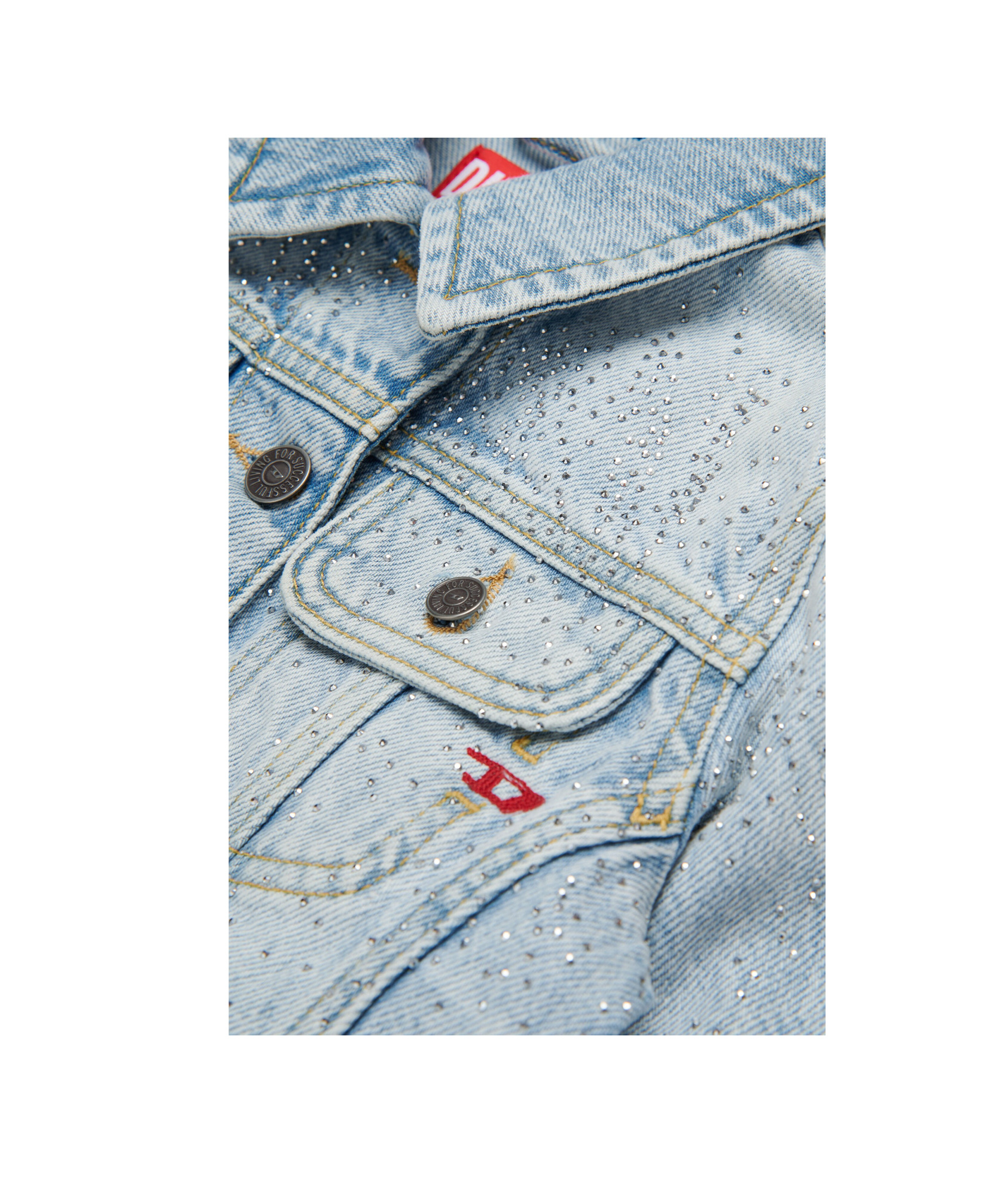 Diesel Rhinestone-embellished Denim Jacket In Green