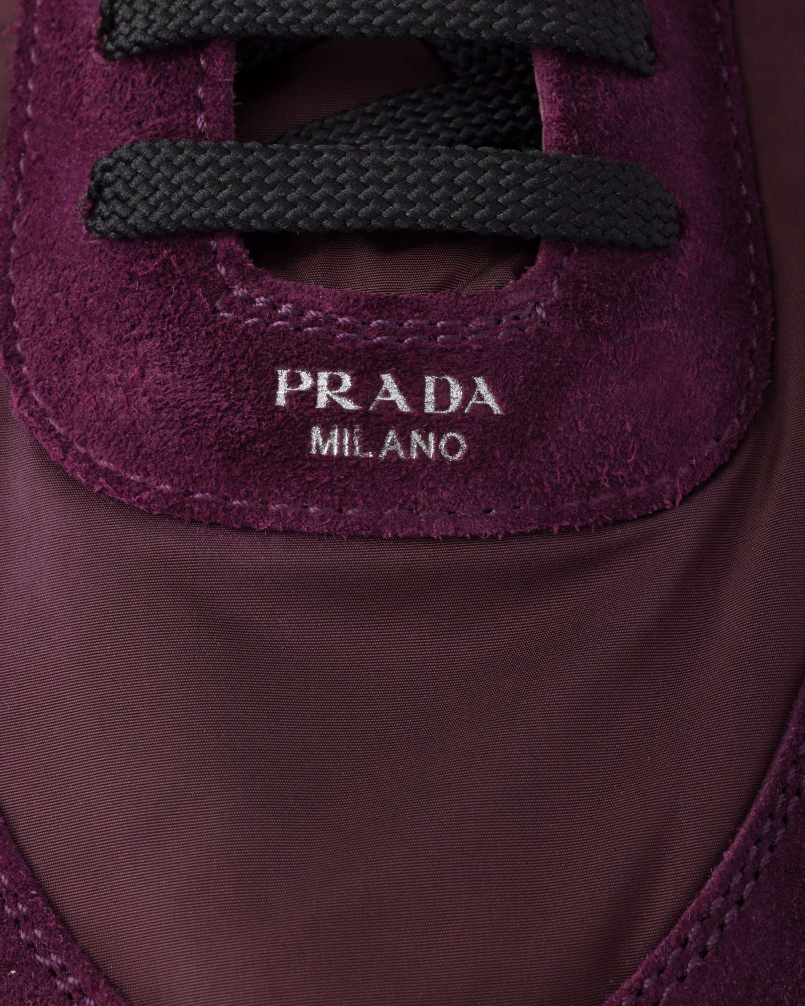 Prada Collapse Re-nylon And Suede Sneakers In Wine Red