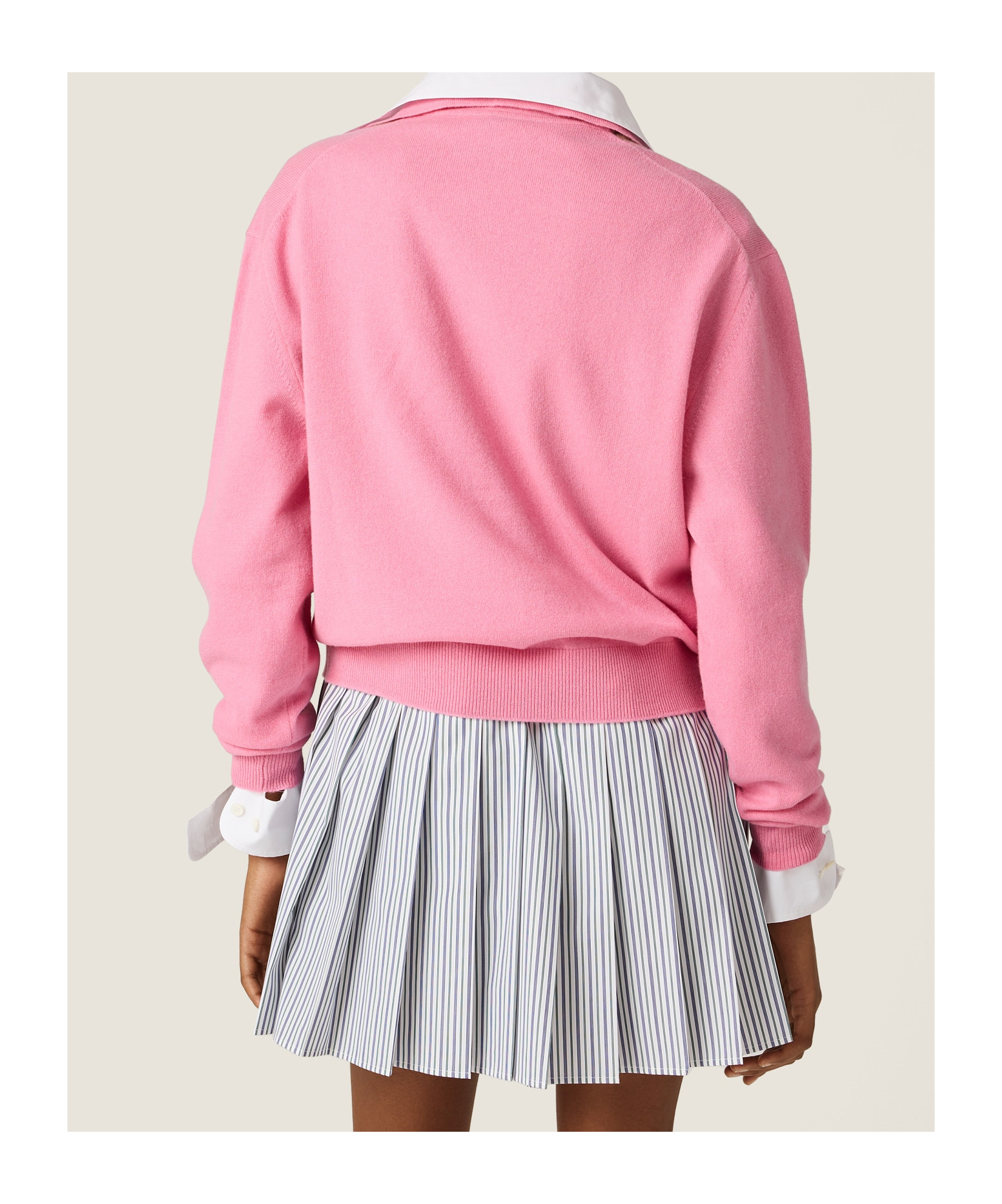 Miu Miu Argyle Pattern Polo Collar Knitwear Sweater In Pink