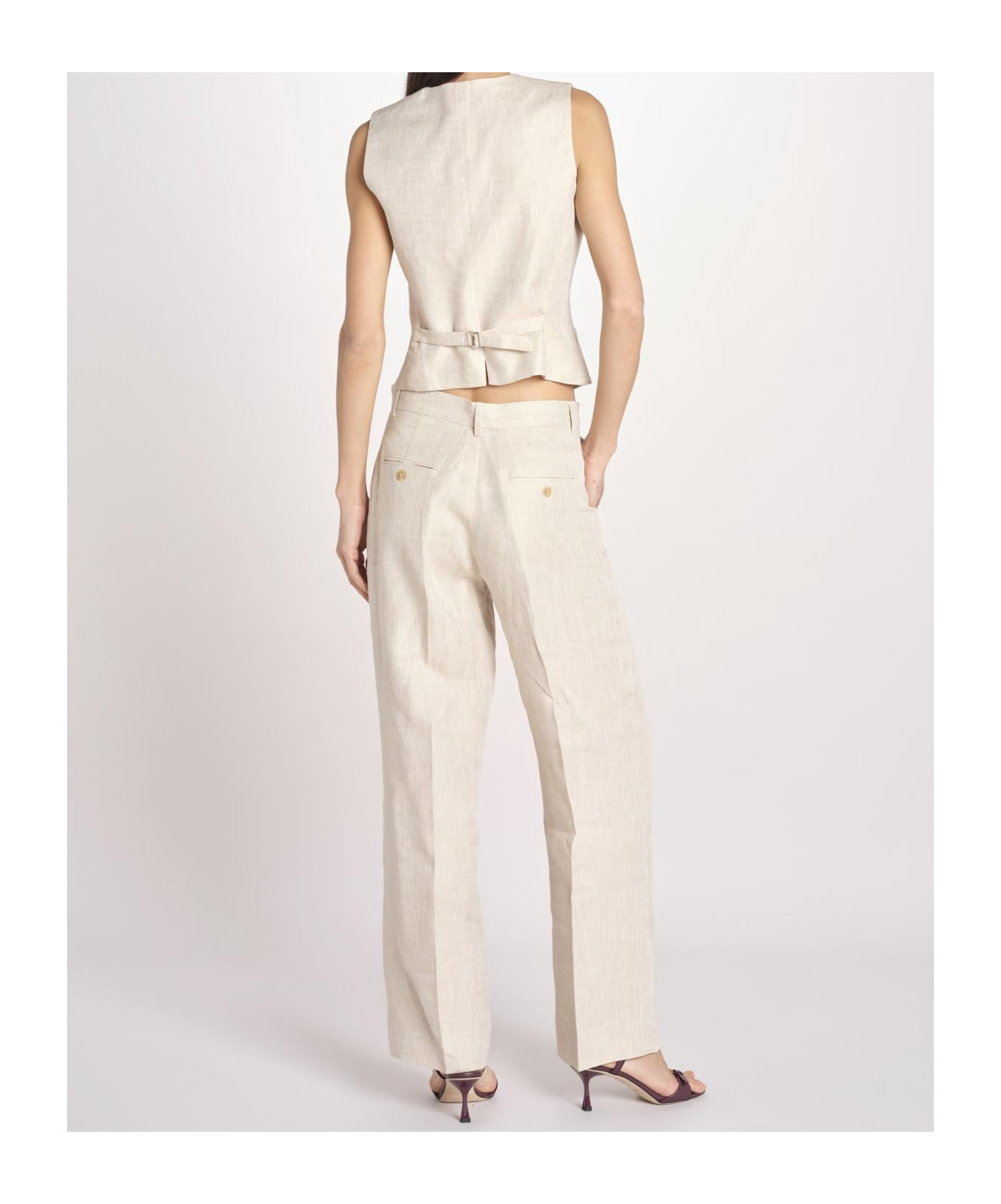 Weekend Max Mara Button Vest In Neutral