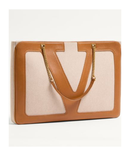 Shop Valentino Garavani Viva Superstar Large Canvas Shopping Bag In Natural/spice Color