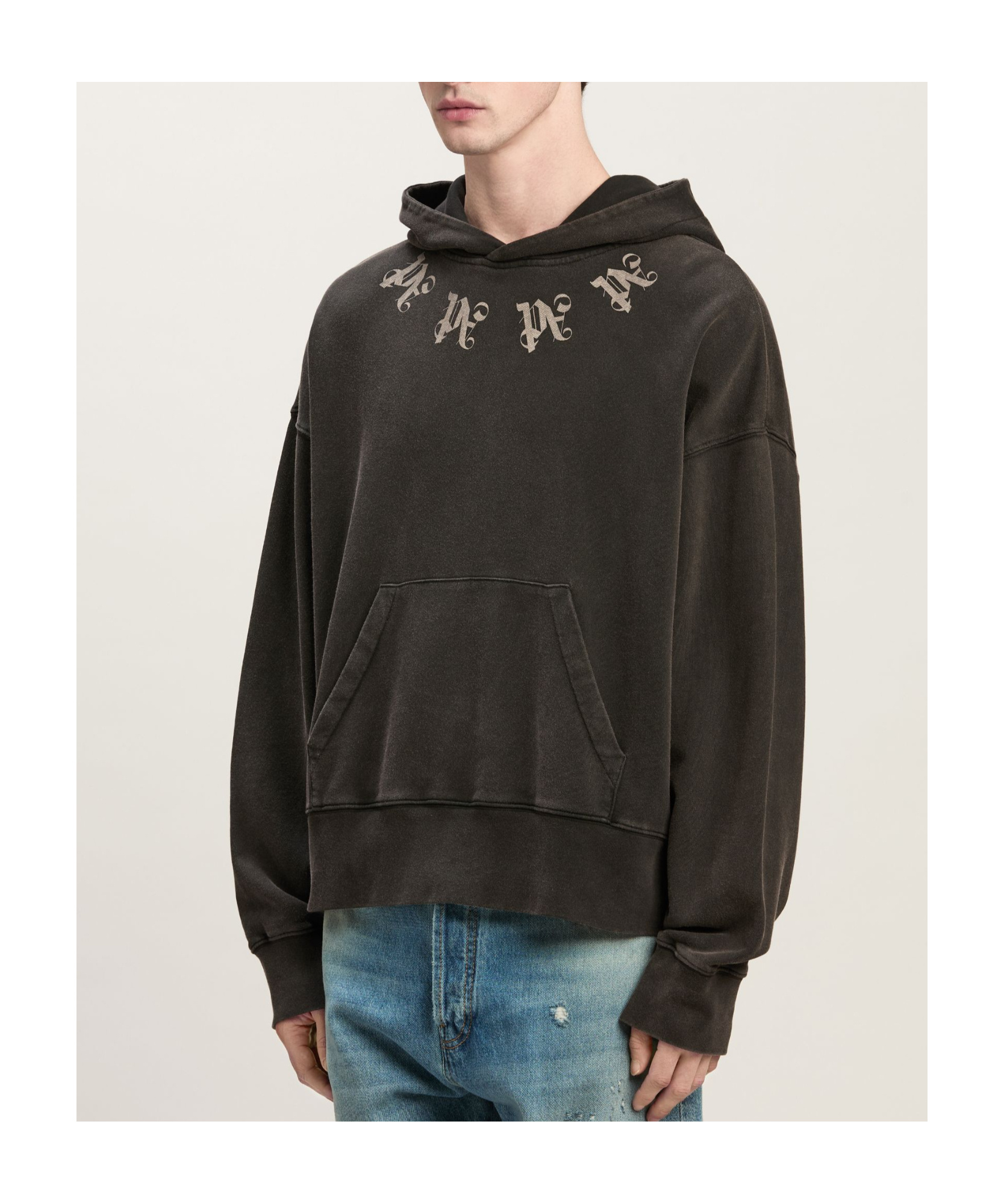 Palm Angels Statement Monogram Hooded Sweatshirt In Black