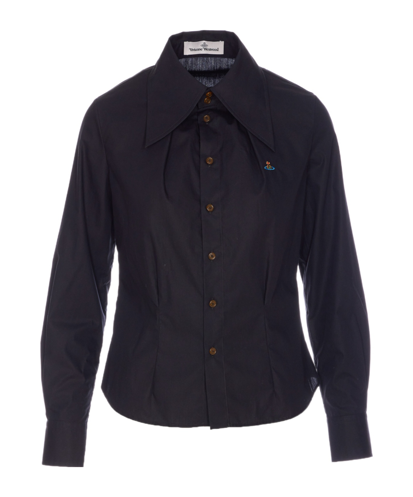 Shop Vivienne Westwood Orb Embroidered Shirt In Black