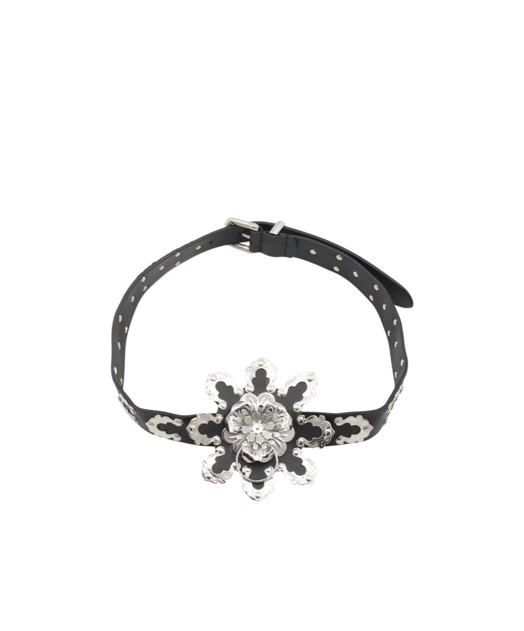 Blumarine Flower-embellished Buckled Belt In Black