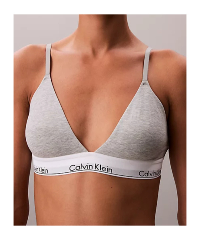 Calvin Klein Lightly Lined Triangle Bralette - Icon Cotton Modal In Gray