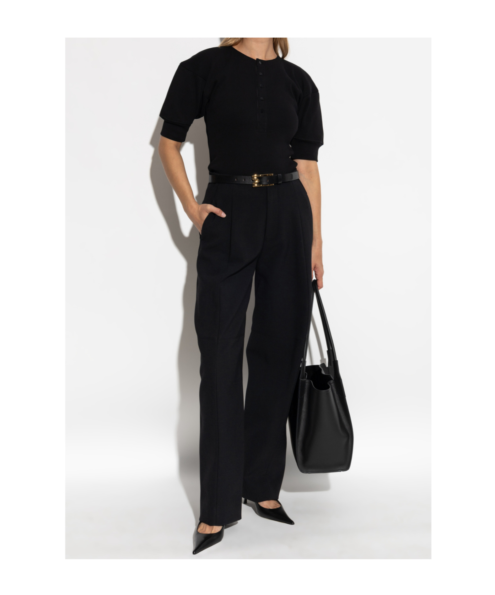 Victoria Beckham Pleated Trousers In Black