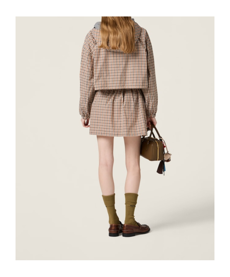 Miu Miu Checkered Skirt In Nude