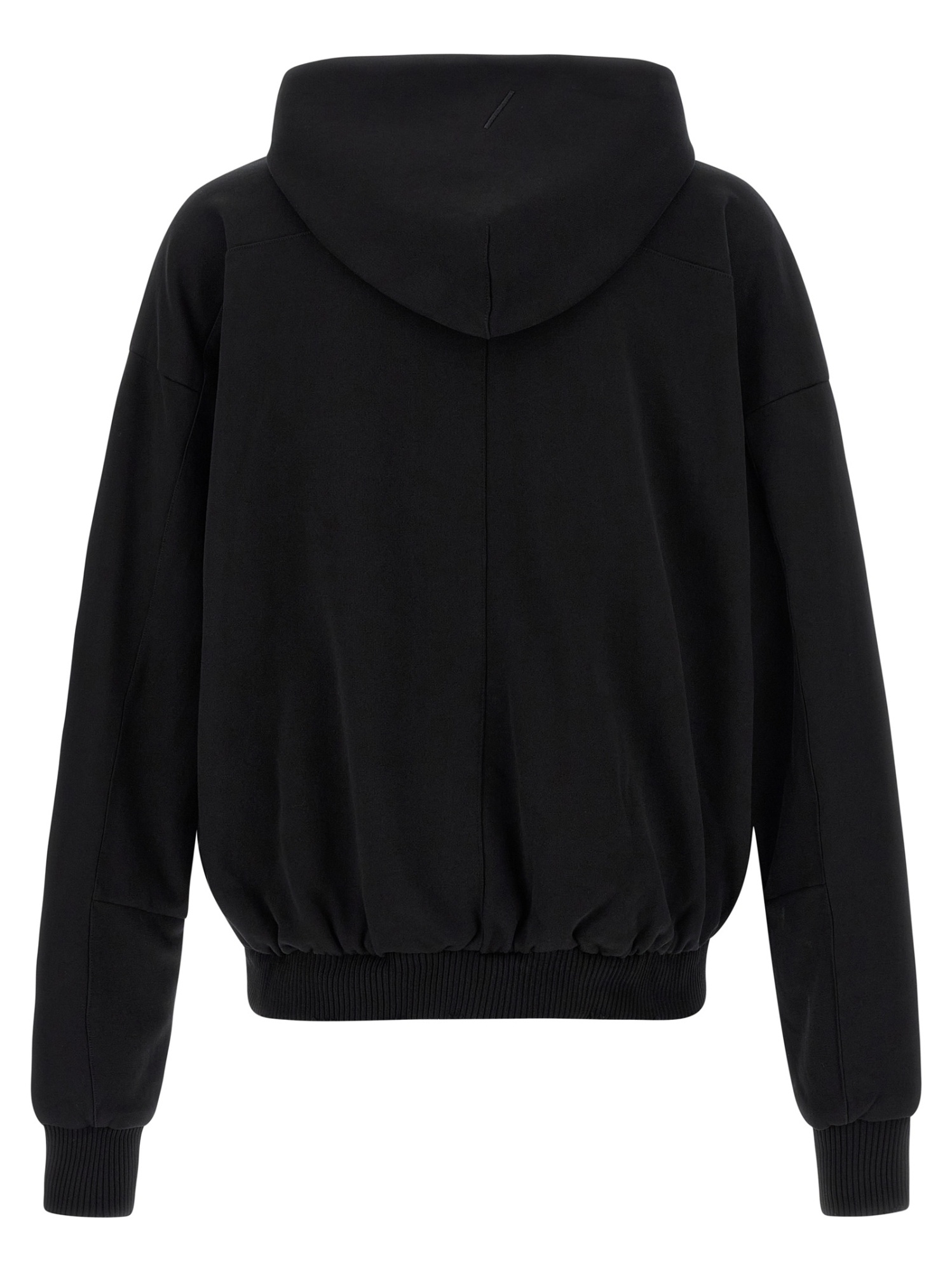 Thom Krom Hoodie With Metal Zip Closure And Knitted Trim In Black