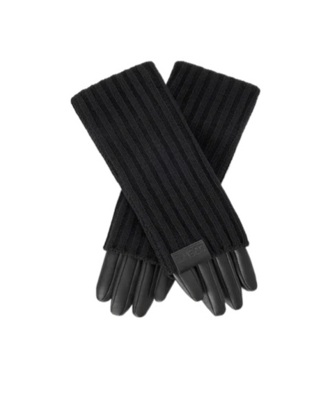 Loewe Leather-trimmed Ribbed Cashmere Gloves In Black