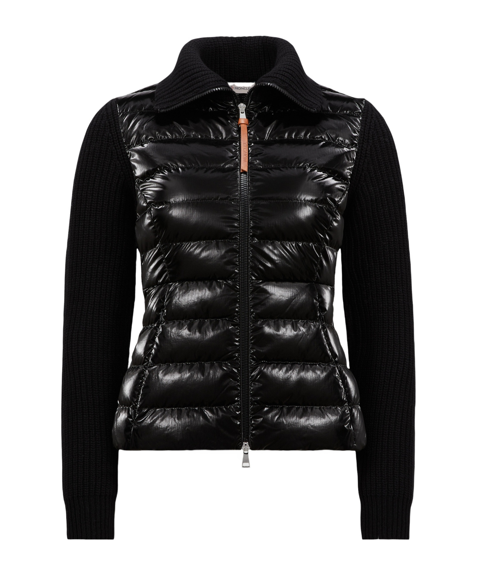Moncler Puffer Knit Cardigan In Black
