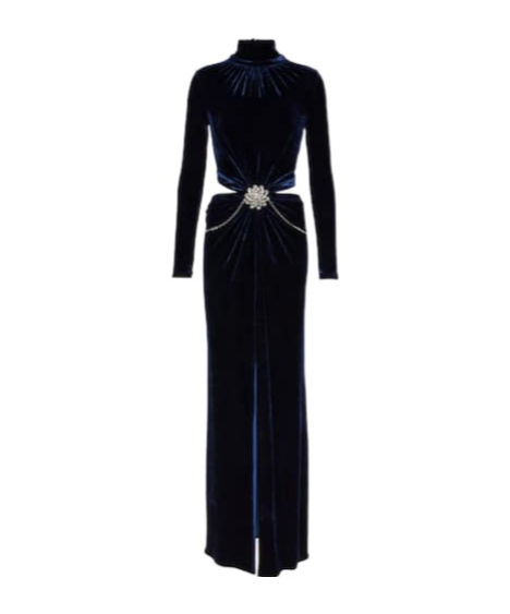 Rabanne Crystal-embellished Velvet Maxi Dress In Black