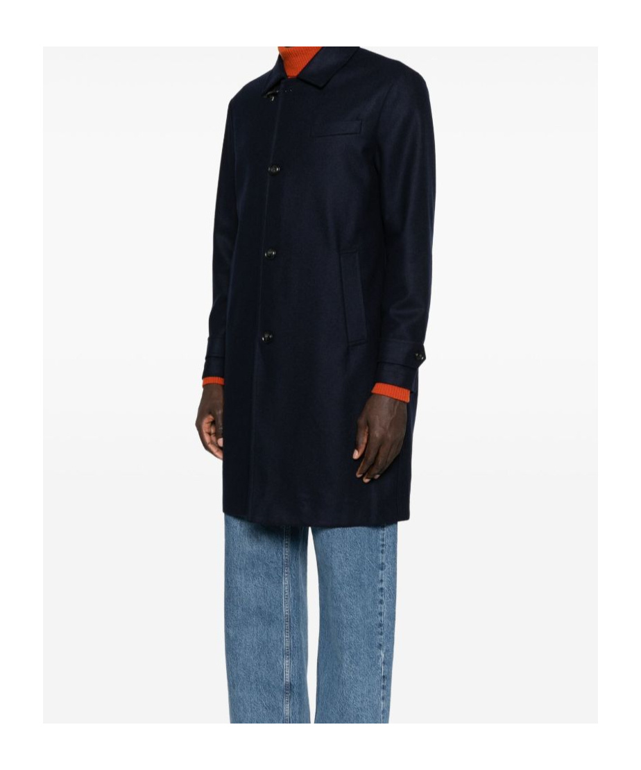 Fay Button-fastening Welt-pocket Coat In Black