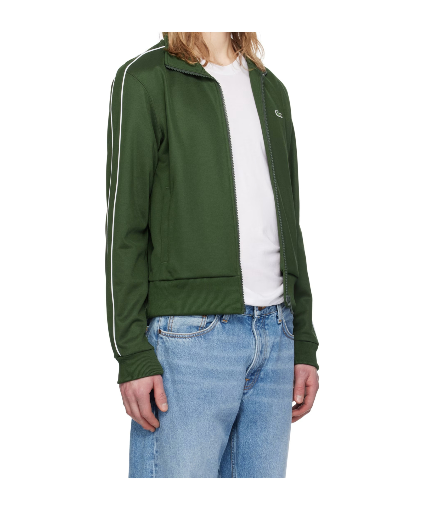 Lacoste Paris Piqué Zipped Track Jacket In Green